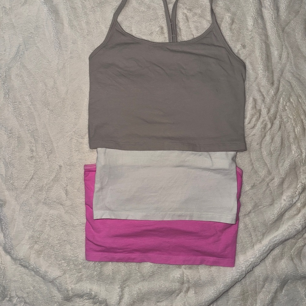 PINK Victoria's Secret Gray, White, and Pink Cropped Camisole Set of 3 - Picture 2 of 10